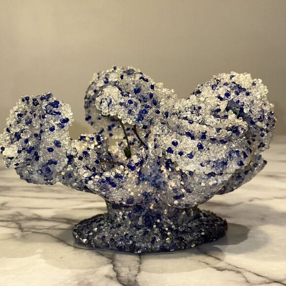 Vintage Handmade Fused Melted Plastic Popcorn Flowers Bowl Vase Retro Boho ART - Picture 15 of 15